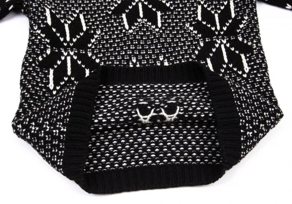 マックスマーラMaxMara カシミヤ混ノルディック総柄ボートネックニットセーター 黒白L K-100424_009
