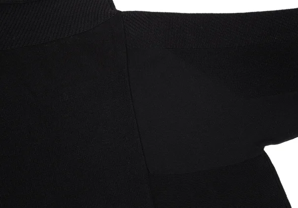 イッセイミヤケISSEY MIYAKE 異素材編み切替ボックスシルエットハイネックニットセーター 黒2 K-100428_010
