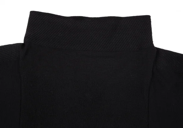 イッセイミヤケISSEY MIYAKE 異素材編み切替ボックスシルエットハイネックニットセーター 黒2 K-100428_003