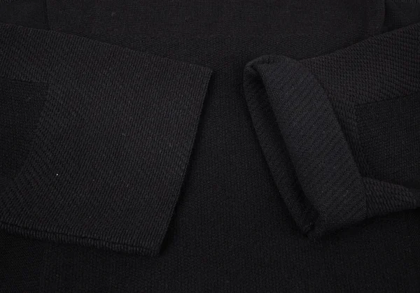 イッセイミヤケISSEY MIYAKE 異素材編み切替ボックスシルエットハイネックニットセーター 黒2 K-100428_006