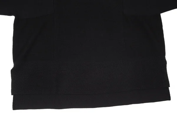 イッセイミヤケISSEY MIYAKE 異素材編み切替ボックスシルエットハイネックニットセーター 黒2 K-100428_007