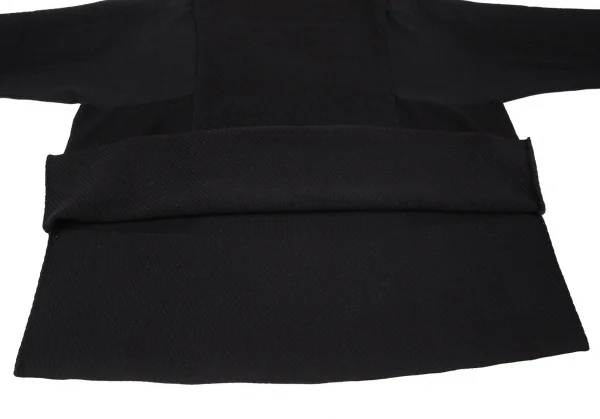 イッセイミヤケISSEY MIYAKE 異素材編み切替ボックスシルエットハイネックニットセーター 黒2 K-100428_008