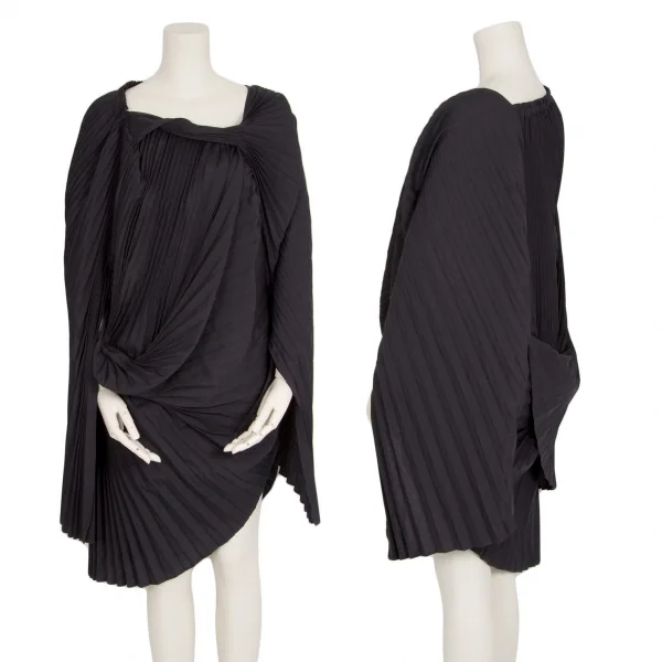 ジュンヤワタナベ コムデギャルソンJUNYA WATANABE COMME des GARCONSピンストライプアコーディオンプリーツポンチョ チャコールM K-100444_001