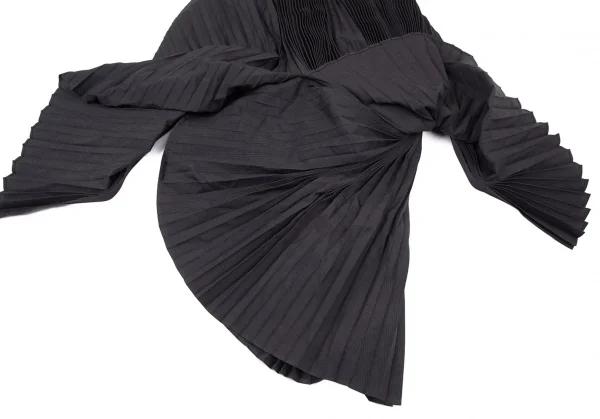 ジュンヤワタナベ コムデギャルソンJUNYA WATANABE COMME des GARCONSピンストライプアコーディオンプリーツポンチョ チャコールM K-100444_014