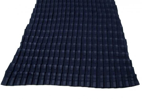 イッセイミヤケ ミーISSEY MIYAKE me 立体プリーツフレンチスリーブワンピース 紺F K-100459_006