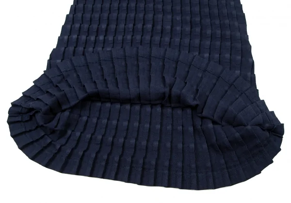 イッセイミヤケ ミーISSEY MIYAKE me 立体プリーツフレンチスリーブワンピース 紺F K-100459_007