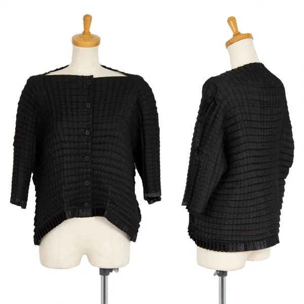 イッセイミヤケ ミーISSEY MIYAKE me 立体プリーツドルマンカーディガン 黒F K-100460_001