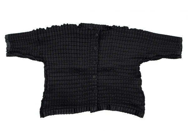 イッセイミヤケ ミーISSEY MIYAKE me 立体プリーツドルマンカーディガン 黒F K-100460_002