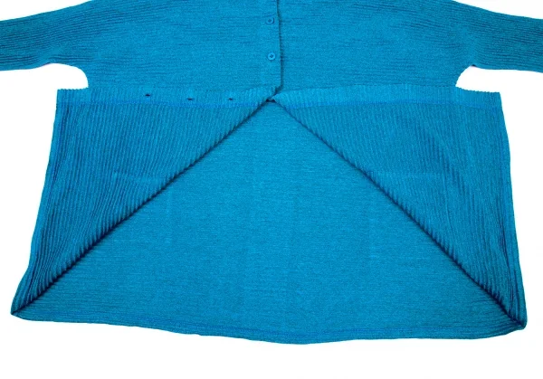 イッセイミヤケ ミーISSEY MIYAKE me 横プリーツハイネックビッグシルエットカーディガン 青F K-100462_010