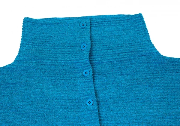 イッセイミヤケ ミーISSEY MIYAKE me 横プリーツハイネックビッグシルエットカーディガン 青F K-100462_003