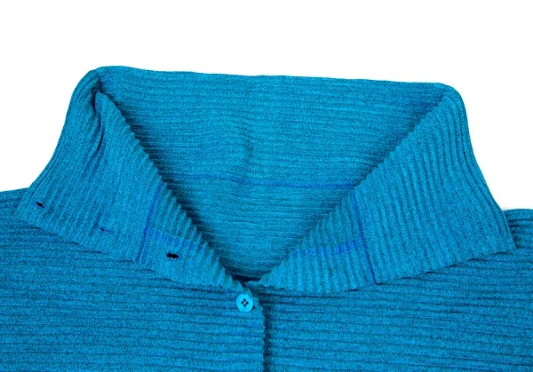 イッセイミヤケ ミーISSEY MIYAKE me 横プリーツハイネックビッグシルエットカーディガン 青F K-100462_005