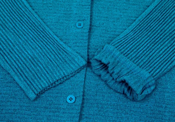 イッセイミヤケ ミーISSEY MIYAKE me 横プリーツハイネックビッグシルエットカーディガン 青F K-100462_007