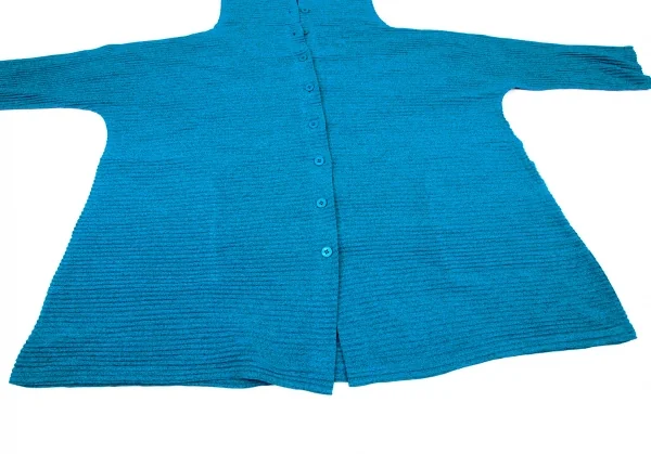 イッセイミヤケ ミーISSEY MIYAKE me 横プリーツハイネックビッグシルエットカーディガン 青F K-100462_008