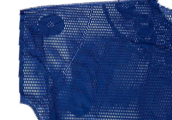 イッセイミヤケ ミーISSEY MIYAKE me A-POC INSIDE カッティングドットメッシュドルマン半袖トップス 青F K-100464_004
