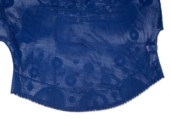 イッセイミヤケ ミーISSEY MIYAKE me A-POC INSIDE カッティングドットメッシュドルマン半袖トップス 青F K-100464_005