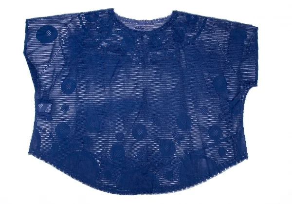 イッセイミヤケ ミーISSEY MIYAKE me A-POC INSIDE カッティングドットメッシュドルマン半袖トップス 青F K-100464_008