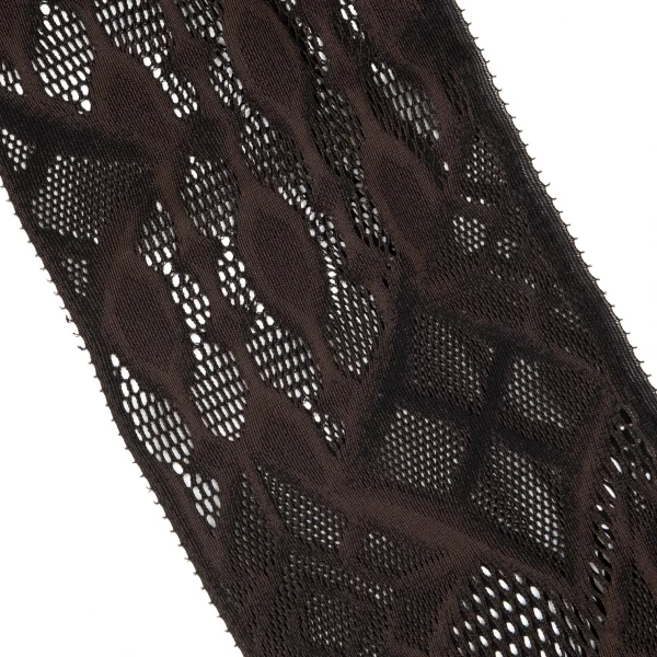 イッセイミヤケ ミーISSEY MIYAKE me A-POC INSIDE カッティングフラワーメッシュVネック半袖ワンピース 茶F K-100470_010