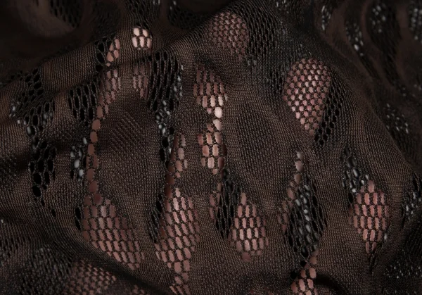 イッセイミヤケ ミーISSEY MIYAKE me A-POC INSIDE カッティングフラワーメッシュVネック半袖ワンピース 茶F K-100470_014