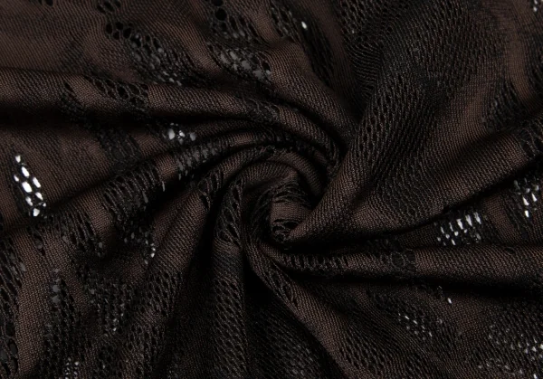 イッセイミヤケ ミーISSEY MIYAKE me A-POC INSIDE カッティングフラワーメッシュVネック半袖ワンピース 茶F K-100470_015