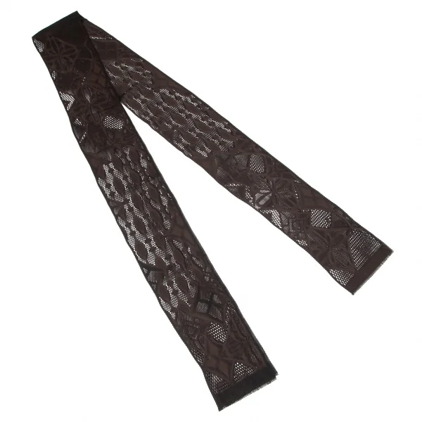イッセイミヤケ ミーISSEY MIYAKE me A-POC INSIDE カッティングフラワーメッシュVネック半袖ワンピース 茶F K-100470_009