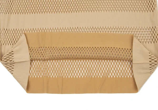 プリーツプリーズPLEATS PLEASE A-POC INSIDE カッティングボーダーメッシュフレンチスリーブ半袖トップス ベージュ3 K-100476_006