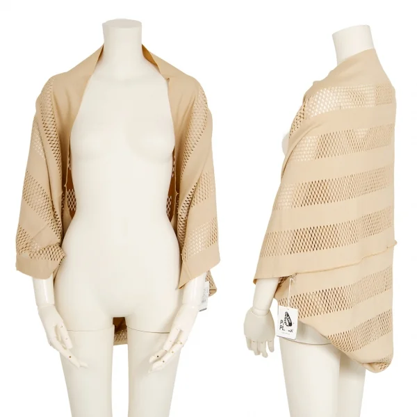 プリーツプリーズPLEATS PLEASE A-POC INSIDE カッティングボーダーメッシュボレロ ベージュF K-100477_001