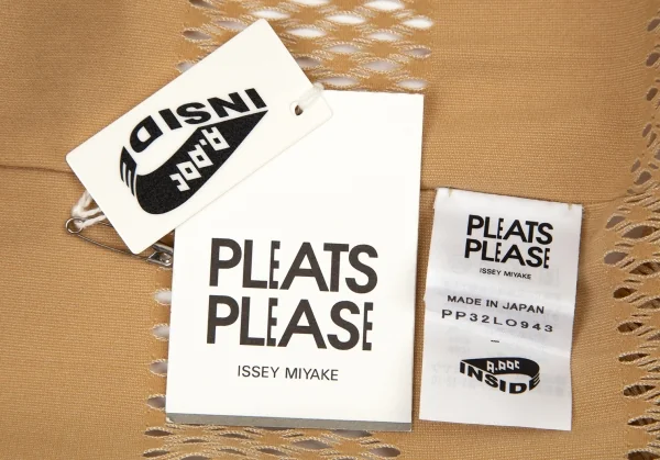 プリーツプリーズPLEATS PLEASE A-POC INSIDE カッティングボーダーメッシュボレロ ベージュF K-100477_012
