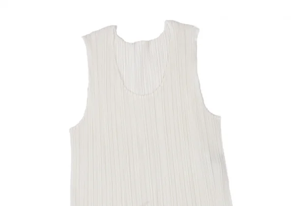 プリーツプリーズPLEATS PLEASE プリーツ裾フリンジ編み込みタンクトップ 白4 K-100486_003