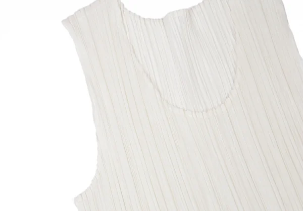 プリーツプリーズPLEATS PLEASE プリーツ裾フリンジ編み込みタンクトップ 白4 K-100486_005