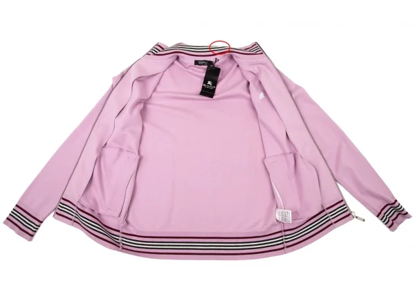 バーバリー ブラックレーベルBURBERRY BLACK LABEL コットン胸ロゴ刺繍ラインスウェットジップアップブルゾン パープル2 K-100514_011