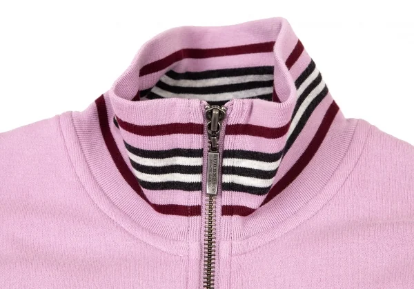 バーバリー ブラックレーベルBURBERRY BLACK LABEL コットン胸ロゴ刺繍ラインスウェットジップアップブルゾン パープル2 K-100514_004