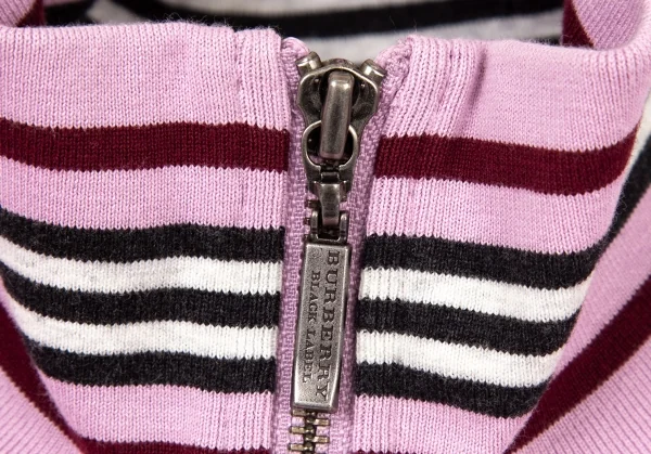 バーバリー ブラックレーベルBURBERRY BLACK LABEL コットン胸ロゴ刺繍ラインスウェットジップアップブルゾン パープル2 K-100514_005