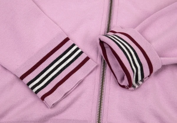 バーバリー ブラックレーベルBURBERRY BLACK LABEL コットン胸ロゴ刺繍ラインスウェットジップアップブルゾン パープル2 K-100514_008