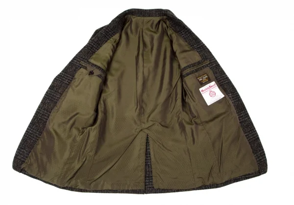 ミスターオリーブR.OLIVE ハリスツイード2Bテーラードジャケット 緑茶黒他M K-100553_010