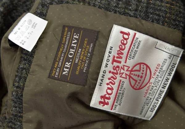ミスターオリーブR.OLIVE ハリスツイード2Bテーラードジャケット 緑茶黒他M K-100553_014