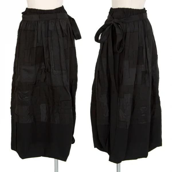 ジュンヤワタナベ コムデギャルソンJUNYA WATANABE COMME des GARCONS パッチワークレイヤードラップスカート 黒S K-100567_001