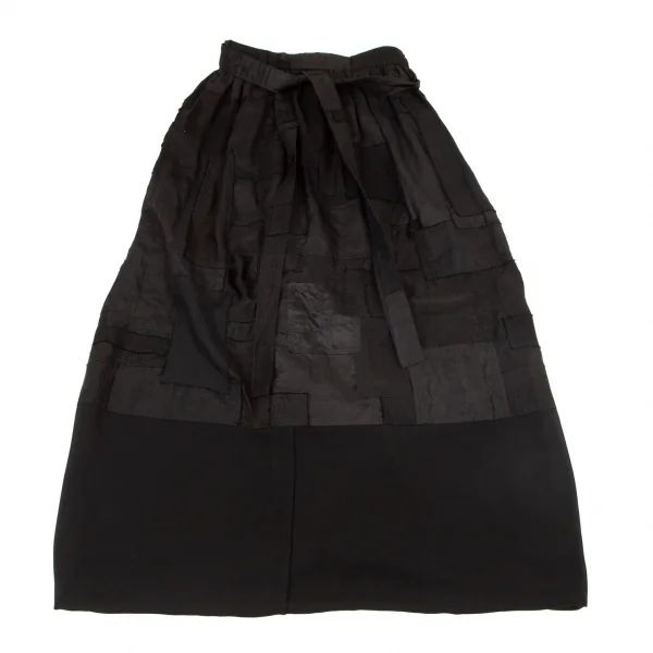 ジュンヤワタナベ コムデギャルソンJUNYA WATANABE COMME des GARCONS パッチワークレイヤードラップスカート 黒S K-100567_002
