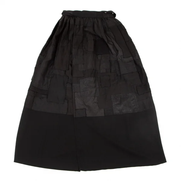 ジュンヤワタナベ コムデギャルソンJUNYA WATANABE COMME des GARCONS パッチワークレイヤードラップスカート 黒S K-100567_006
