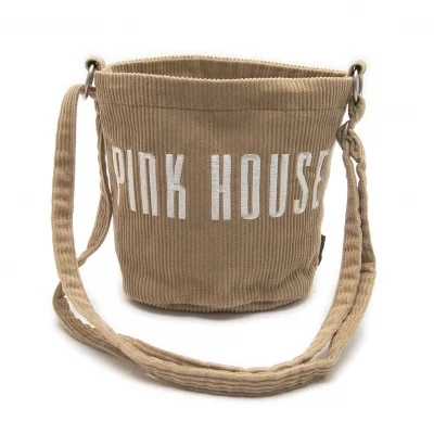 ピンクハウスPINK HOUSE ロゴ刺繍コーデュロイショルダーバッグ ベージュ