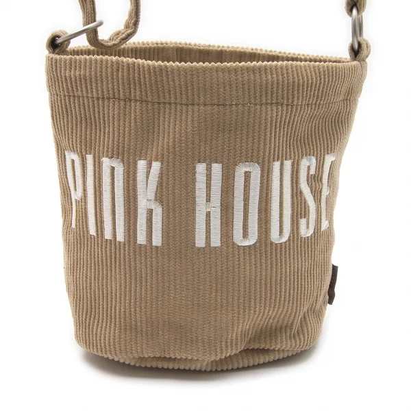 ピンクハウスPINK HOUSE ロゴ刺繍コーデュロイショルダーバッグ ベージュ K-100584_002