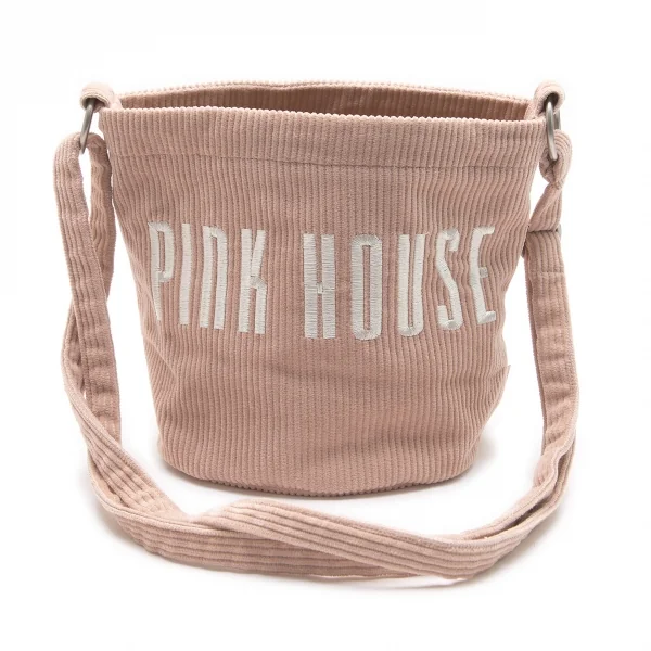 ピンクハウスPINK HOUSE ロゴ刺繍コーデュロイショルダーバッグ ピンクベージュ K-100585_001