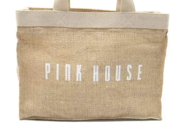 ピンクハウスPINK HOUSE ロゴプリントジュートトートバッグ ベージュ K-100597_002