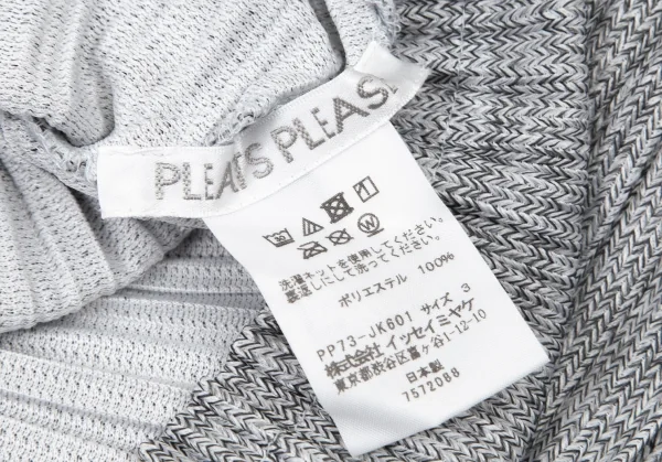 プリーツプリーズPLEATS PLEASE ヘリンボーンプリーツタートルネック半袖トップス グレー3 K-100614_012