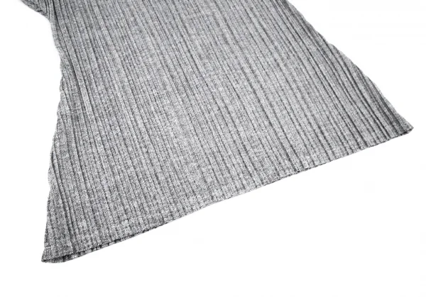 プリーツプリーズPLEATS PLEASE ヘリンボーンプリーツタートルネック半袖トップス グレー3 K-100614_008