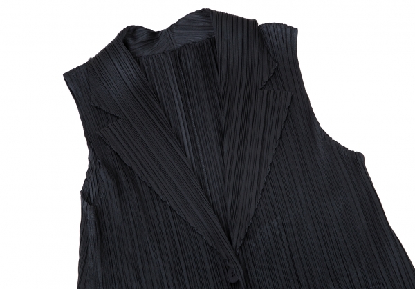 プリーツプリーズPLEATS PLEASE テーラードロングベスト 黒3
