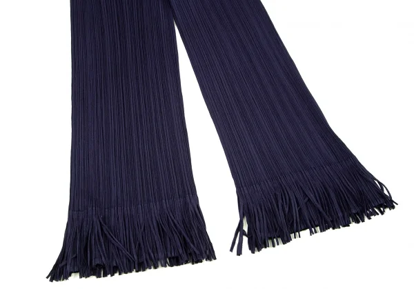 プリーツプリーズPLEATS PLEASE プリーツ裾フリンジパンツ 青紫3 K-100659_004