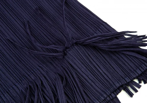 プリーツプリーズPLEATS PLEASE プリーツ裾フリンジパンツ 青紫3 K-100659_006