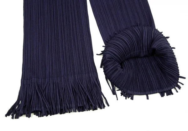 プリーツプリーズPLEATS PLEASE プリーツ裾フリンジパンツ 青紫3 K-100659_007