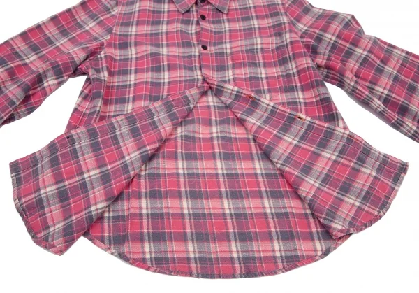 リミフゥLIMI feu ピリングコットン袖ロールアップチェックシャツ ピンクS K-100684_011