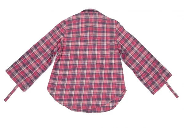 リミフゥLIMI feu ピリングコットン袖ロールアップチェックシャツ ピンクS K-100684_012